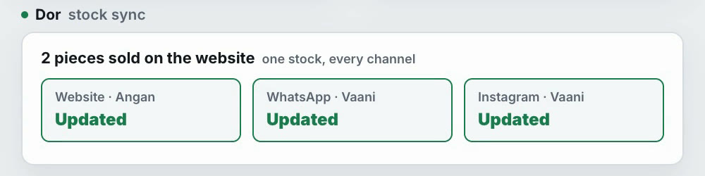 Dor updating stock on website, WhatsApp and Instagram